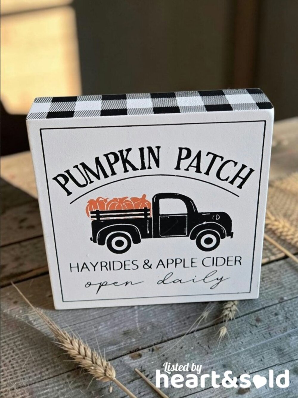 Pumpkin Patch Truck Mini Block Wood Sign